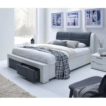 CASSANDRA S 160 cm łóżko tapicerowane z szufladami czarno-biały (5p=1szt)
