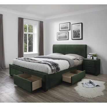 MODENA 3 łóżko z szufladami ciemny zielony velvet (6p=1szt)